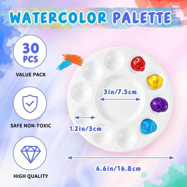 Alt view image 2 of 7 - 30PCS Paint Tray Palettes, Plastic Paint Pallets for Kids, Watercolor Palette Painting Tray for Art Painting