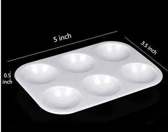 Alt view image 3 of 6 - 24 Pieces White Paint Plastic Palettes 6 Well Rectangular Watercolor Oil Palette Painting Tray Artist Craft Palettes