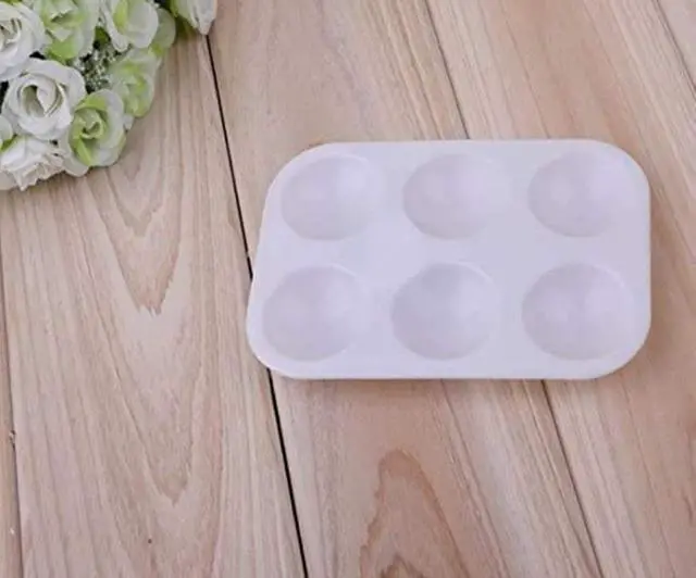 Alt view image 6 of 6 - 24 Pieces White Paint Plastic Palettes 6 Well Rectangular Watercolor Oil Palette Painting Tray Artist Craft Palettes