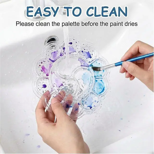 Alt view image 6 of 7 - Paint Tray Palettes, 50 Pack, One Time Use Plastic, Transparent 5.9 Inch | Mini Watercolor Painting Palettes for Students, Kids, Paint Holder, DIY Craft Class, Paintings