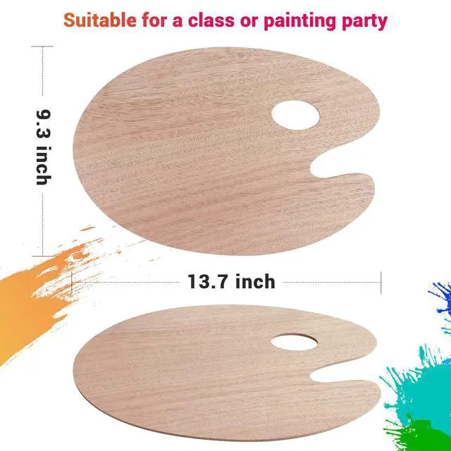 Alt view image 2 of 7 - Wooden Paint Palette Paint Tray Palettes for Acrylic, Painting Palette Art Pallet for Painting, Thumb Holder Trays for Artist, 1 PCS