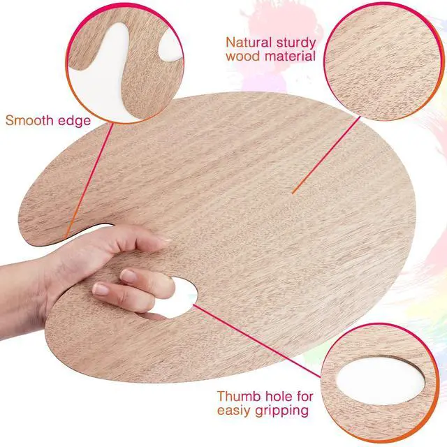 Alt view image 3 of 7 - Wooden Paint Palette Paint Tray Palettes for Acrylic, Painting Palette Art Pallet for Painting, Thumb Holder Trays for Artist, 1 PCS