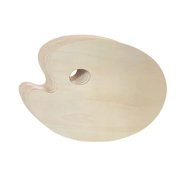 Alt view image 2 of 2 - 12 Pack Unfinished Wood Palette 12 x 9 inch Wooden Oval Painting Palette for Crafts