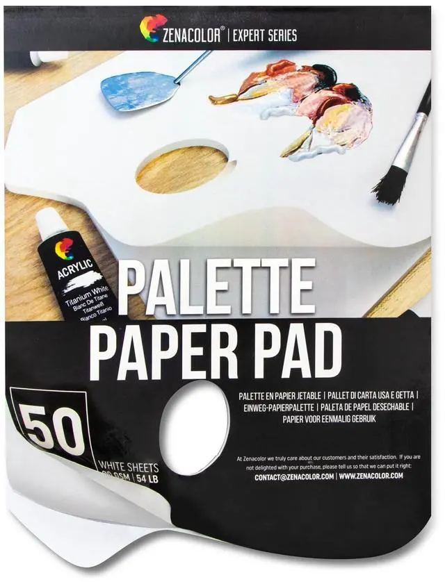 Main image of - Paper Palette Pad - 50 Removable and Disposable Sheets for Painters - 80gsm, 24lb - Paint Mixing Palette for All Paints (Oil, Acrylic, Watercolor,...)
