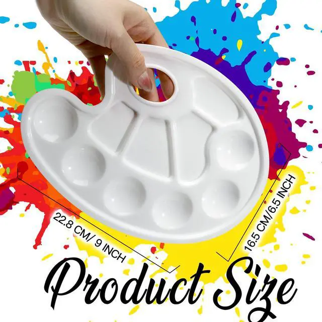 Alt view image 2 of 7 - 20 PCS Oval Paint Tray Palettes, Plastic Paint Tray Palette, Paint Palette Paint Pallets with Thumb Hole, Paint Holder Tray for Kids, Paint Trays for Kids, Paint Trays for Acrylic Paint