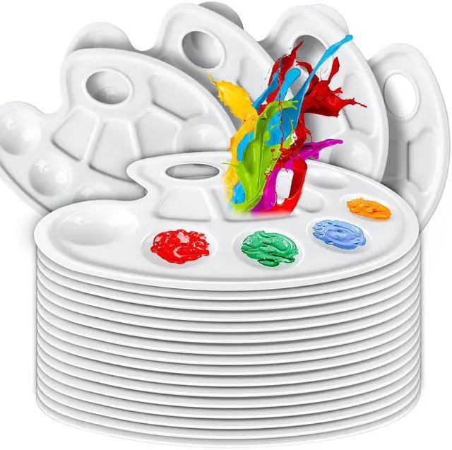 Main image of 20 PCS Oval Paint Tray Palettes, Plastic Paint Tray Palette, Paint Palette Paint Pallets with Thumb Hole, Paint Holder Tray for Kids, Paint Trays for Kids, Paint Trays for Acrylic Paint