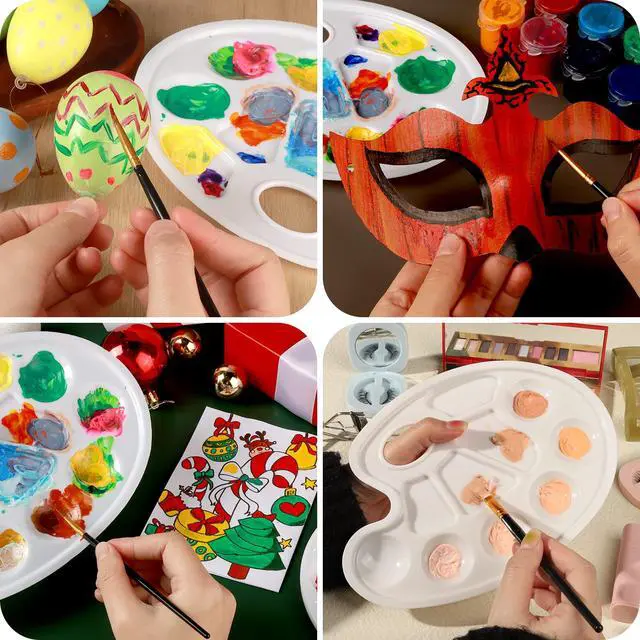 Alt view image 4 of 7 - 20 PCS Oval Paint Tray Palettes, Plastic Paint Tray Palette, Paint Palette Paint Pallets with Thumb Hole, Paint Holder Tray for Kids, Paint Trays for Kids, Paint Trays for Acrylic Paint