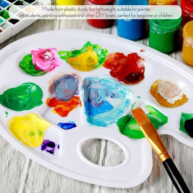 Alt view image 5 of 7 - 20 PCS Oval Paint Tray Palettes, Plastic Paint Tray Palette, Paint Palette Paint Pallets with Thumb Hole, Paint Holder Tray for Kids, Paint Trays for Kids, Paint Trays for Acrylic Paint