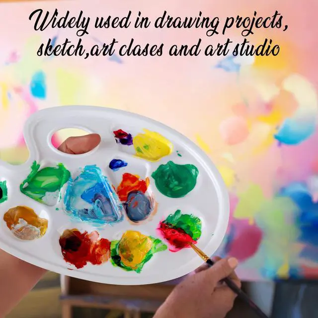 Alt view image 6 of 7 - 20 PCS Oval Paint Tray Palettes, Plastic Paint Tray Palette, Paint Palette Paint Pallets with Thumb Hole, Paint Holder Tray for Kids, Paint Trays for Kids, Paint Trays for Acrylic Paint