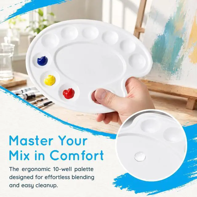 Alt view image 3 of 6 - Update 30pcs Paint Tray Palettes,Plastic Paint Tray Palette,Paint Palettes,Paint Pallets with 9 Wells for Adults & Kids, or Painting or DIY Craft Class,White