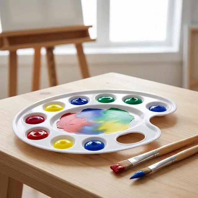 Alt view image 4 of 6 - Update 30pcs Paint Tray Palettes,Plastic Paint Tray Palette,Paint Palettes,Paint Pallets with 9 Wells for Adults & Kids, or Painting or DIY Craft Class,White