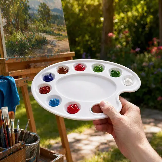 Alt view image 6 of 6 - Update 30pcs Paint Tray Palettes,Plastic Paint Tray Palette,Paint Palettes,Paint Pallets with 9 Wells for Adults & Kids, or Painting or DIY Craft Class,White