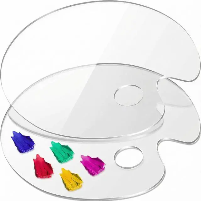 Main image of Clear Acrylic Paint Palette, 2-Pack Oval Paint Trays, 15.7 x 11.8 in | Big Size Palette, Non-stick Surface, Suitable for Acrylic, Oil & Watercolor