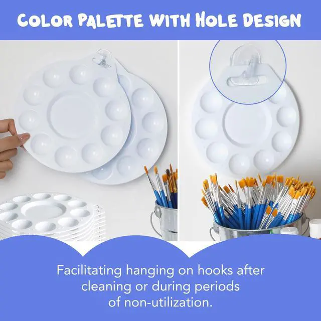 Alt view image 3 of 7 - 30Pcs Paint Tray Palettes, Plastic Paint Pallets with Hanging Hole for Teachers or Students to Paints on School Project, Art Class or Have a Birthday Painting Part