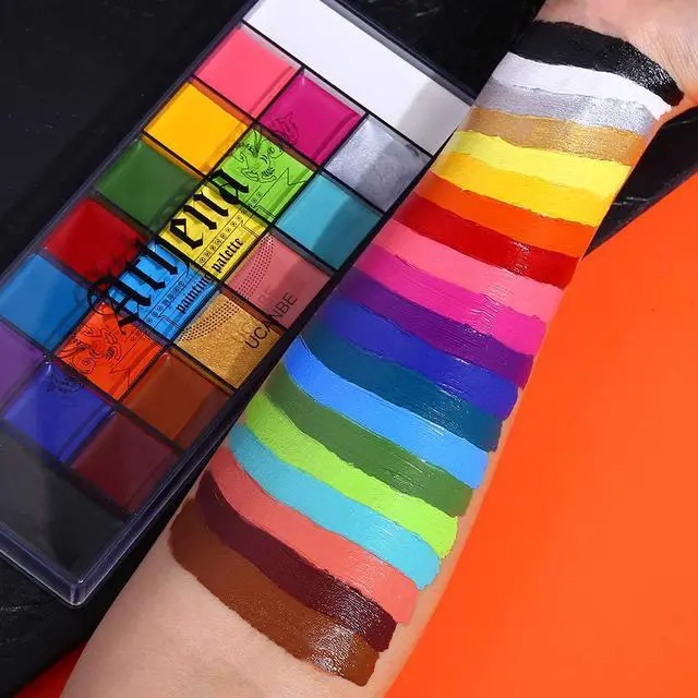 Alt view image 3 of 7 - Athena Face Body Paint Oil Palette, 20 Colors Large Black White Professional Flash Tattoo Halloween SFX Party Artist Costume Festival Stage Cosplay Full Size Makeup Painting Kit 168g