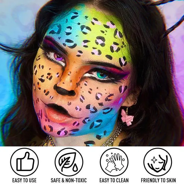 Alt view image 5 of 7 - Athena Face Body Paint Oil Palette, 20 Colors Large Black White Professional Flash Tattoo Halloween SFX Party Artist Costume Festival Stage Cosplay Full Size Makeup Painting Kit 168g