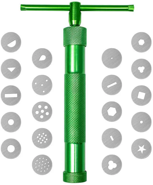 Main image of Polymer Clay Tools, Clay Extruder, Sugar Paste Extruder, Cake Fondant Tool Set for Decorating, Ceramics & Pottery Clay Extruders Mixers & Presses (Green)
