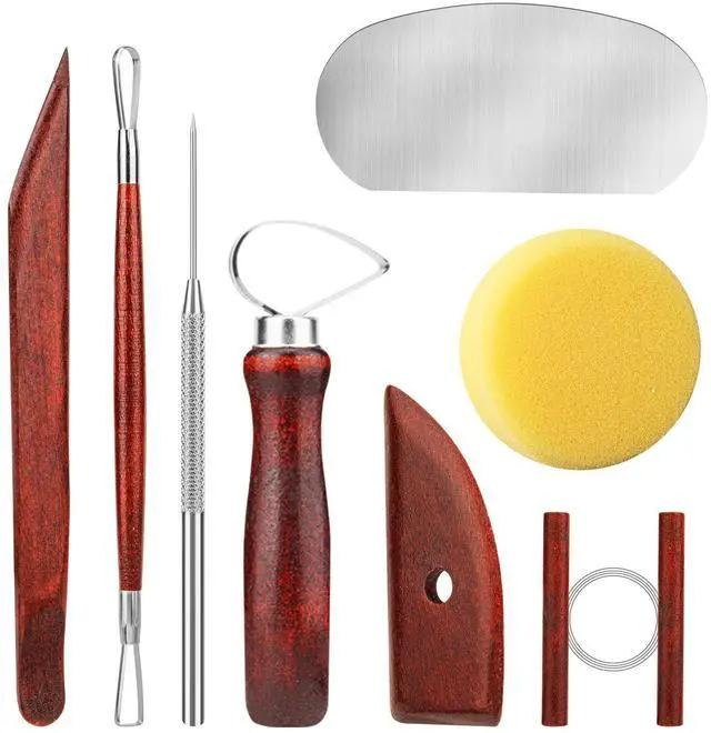 Main image of 8PCS Stained Wooden Pottery Sculpting Tools, Wood Clay Cleaning Tool Set, Ceramic Modeling Tool for Carving, Molding, Cutting, Trimming, Pottery Wheel, Crafting, Beginners, Adults, Students