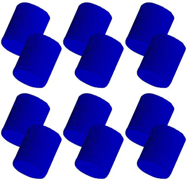 Main image of 12 PCS Wrist Sweatbands Sports Wristband Sweat Absorbent Cotton Elastic Women Men for Basketball Tennis Football Running (Blue)