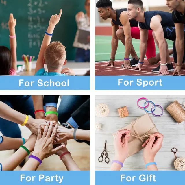 Alt view image 6 of 7 - 20 Pieces Rubber Bracelets Solid Color Silicone Wristbands | Colored Rubber Stretch Bracelets for Women Men Teen Gifts