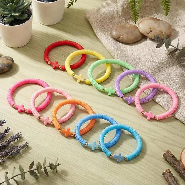 Alt view image 3 of 7 - 30 Pcs Cross Bracelet for Men Women Jesus Bracelets Bulk, Colorful Religious Gifts for Men Christian Jewelry with Handmade Elastic Silicone Bead, Inspirational Religious Wristbands Christian Christmas