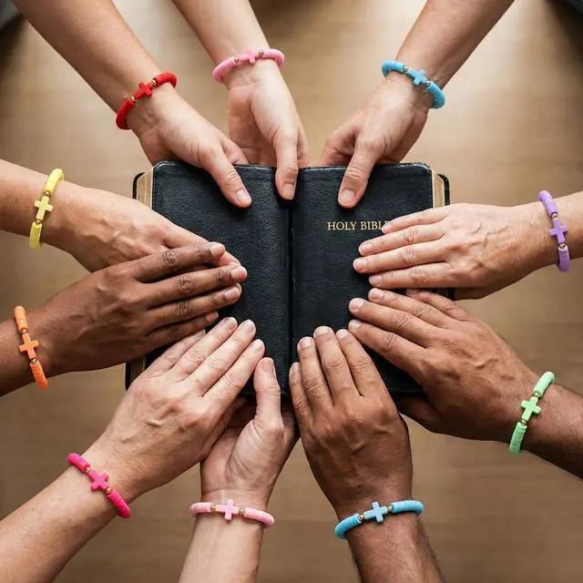 Alt view image 5 of 7 - 30 Pcs Cross Bracelet for Men Women Jesus Bracelets Bulk, Colorful Religious Gifts for Men Christian Jewelry with Handmade Elastic Silicone Bead, Inspirational Religious Wristbands Christian Christmas
