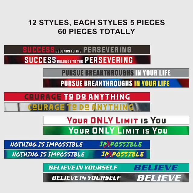 Alt view image 2 of 7 - 12 Pcs Motivational Wristbands Silicone Bracelets | Rubber Bands Bulk For Gym Fitness Sports & Team Building, Elastic Unisex Adult Gifts For Men Women Teens Party