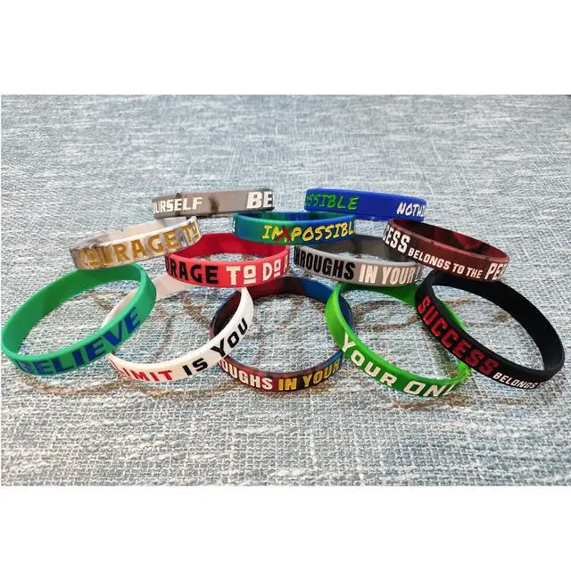 Alt view image 7 of 7 - 12 Pcs Motivational Wristbands Silicone Bracelets | Rubber Bands Bulk For Gym Fitness Sports & Team Building, Elastic Unisex Adult Gifts For Men Women Teens Party
