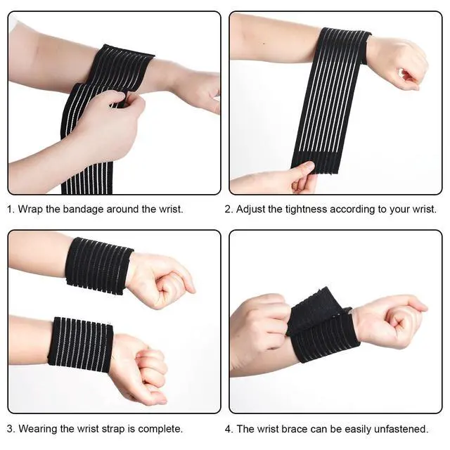 Alt view image 3 of 7 - Elastic Wrist Compression Bandage Adjustable Wrist Strap Hand Brace | Black,Breathable Wristband,Stabilising Ligament,Joint Pain,Sport,40cm,high elasticity,yoga, ballet, dance, basketball