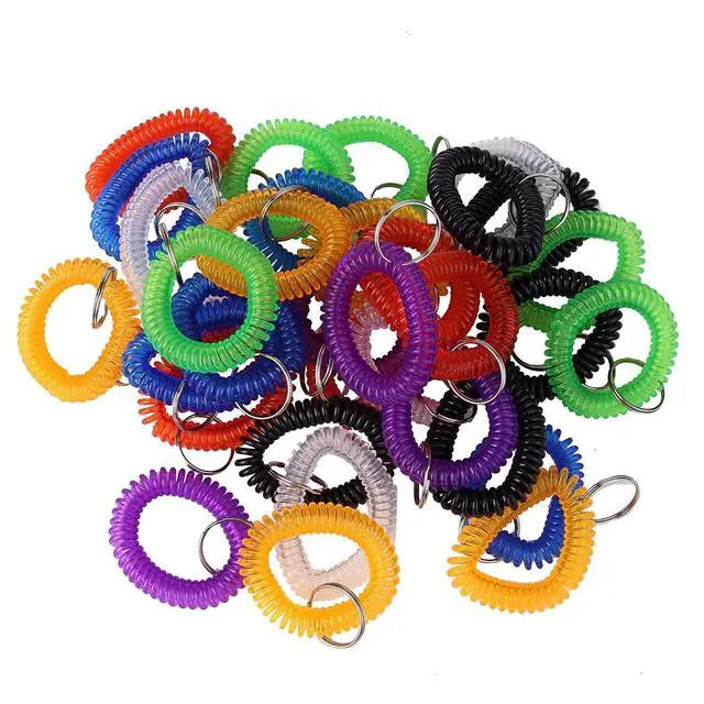 Alt view image 2 of 7 - 35pcs-Assorted Color Stretchable Plastic Bracelet Wrist Coil Wrist Band Key Ring Chain Holder Tag (5pcs for Each Color 7 Mixed Color)