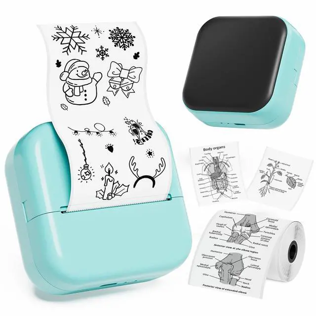 Main image of Print Pod Mini Sticker Printer - Sticker Maker Machine M02X, Inkless Pocket Printer Blutooth Thermal Portable Maker Machine for Creative DIY, Diaries, Photos, Study Notes, Green