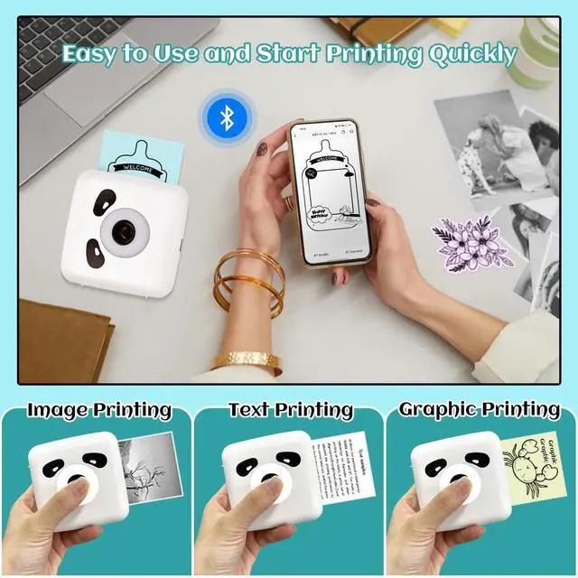 Alt view image 5 of 7 - Sticker Printer,TP6S Print Pod Mini Printer, 300DPI Thermal Machine | Portable Pocket Printers with 1Roll Paper for Photos, Study Graphics, Notes, Journal, DIY, Gift Blessings