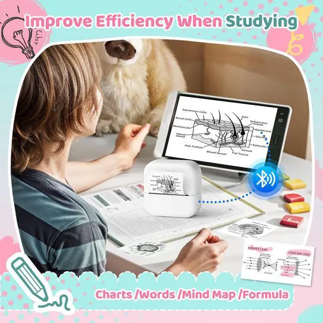 Alt view image 2 of 7 - Print Pod Mini Sticker Printer, Mini Thermal Printer M02X | Stickers Maker Machine for Kids, Student, Family, Pocket Photo Printers, White