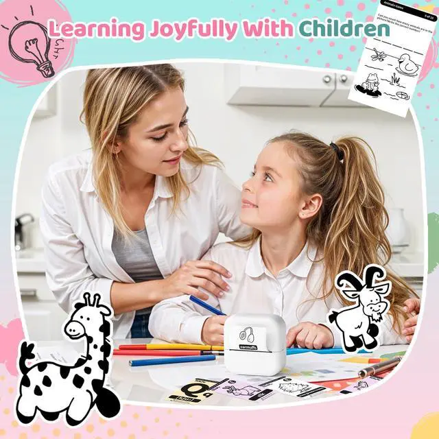 Alt view image 4 of 7 - Print Pod Mini Sticker Printer, Mini Thermal Printer M02X | Stickers Maker Machine for Kids, Student, Family, Pocket Photo Printers, White
