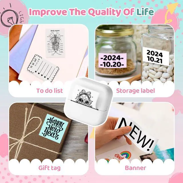 Alt view image 6 of 7 - Print Pod Mini Sticker Printer, Mini Thermal Printer M02X | Stickers Maker Machine for Kids, Student, Family, Pocket Photo Printers, White