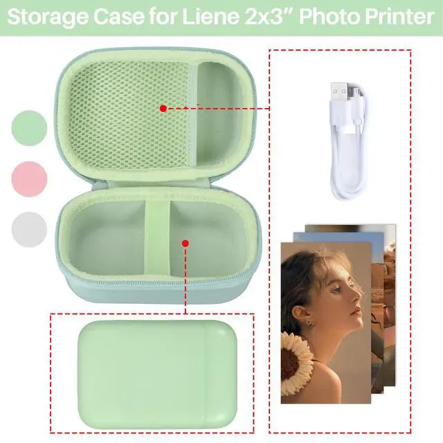 Alt view image 3 of 7 - Storage Case Compatible with Liene 2x3 Photo Printer Mini Instant Portable Color Mono Photo Printer (Off White Case)