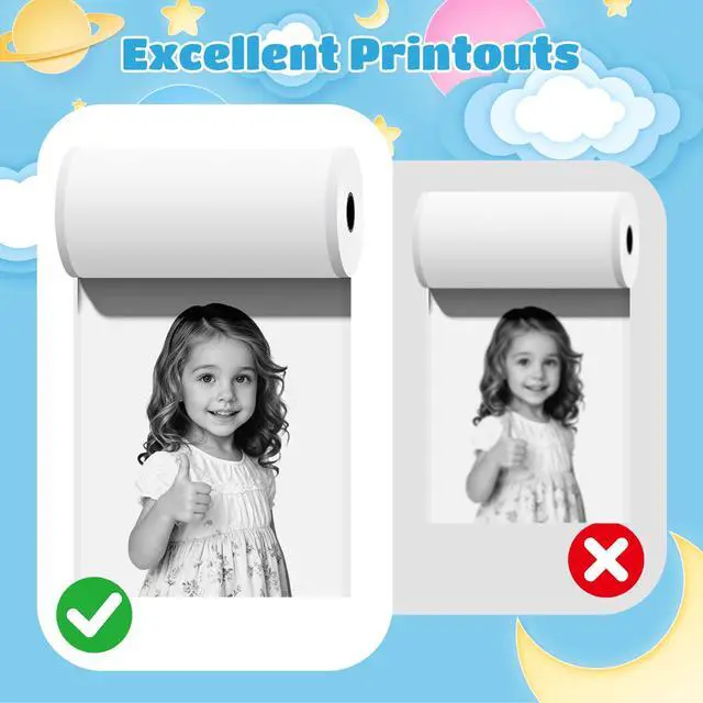 Alt view image 5 of 7 - 8 Rolls Self-Adhesive Mini Printer Paper, Compatible with T02/M02 Mini Thermal Printer, 53x28mm Mini Colorful Thermal Sticker Pape for Study Notes, Journals, Photos (2.09"W x 1.1"D