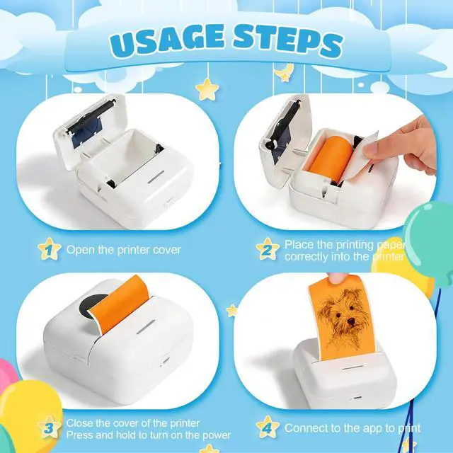 Alt view image 7 of 7 - 8 Rolls Self-Adhesive Mini Printer Paper, Compatible with T02/M02 Mini Thermal Printer, 53x28mm Mini Colorful Thermal Sticker Pape for Study Notes, Journals, Photos (2.09"W x 1.1"D