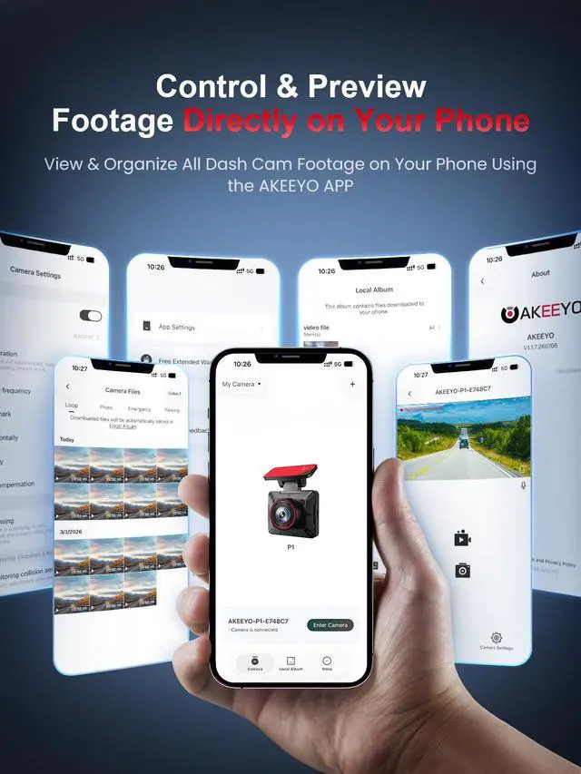 Alt view image 6 of 7 - P1 Mini Dash Cam Super Compact Front Dash Camera for Cars, 1080P Full HD, Easy App Control, Clear Night Vision, Loop Recording & 24H Parking Mode, G-Sensor, No Card Included