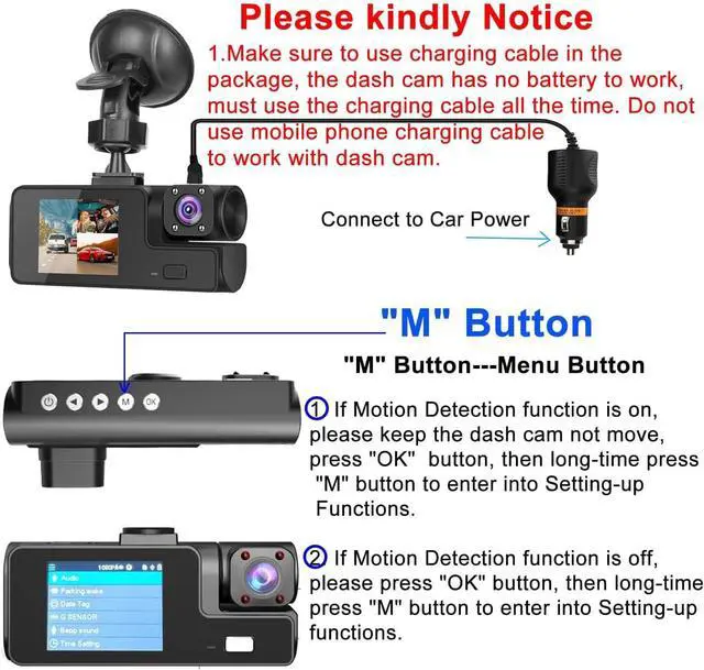 Alt view image 7 of 7 - 1080P Dual Dash Camera for Car Front and Inside Dashcam Car Security Video Recorder,170°Wide Angle Vehicle Cam,WDR,G-Sensor,2 IPS Screen,Loop Recording,Night Vision (Dual Dash Cam with 32G Card)