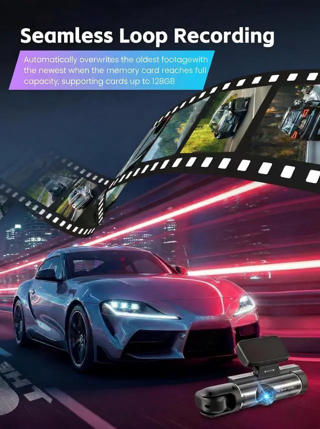 Alt view image 3 of 7 - Dash Cam Front and Inside,Car Camera Camara para carro(Black) | 1080P,Super Night Vision,Loop Recording,G-Sensor 24Hr Parking Mode,Support Up to 64G Card,170°Wide Angle,WDR