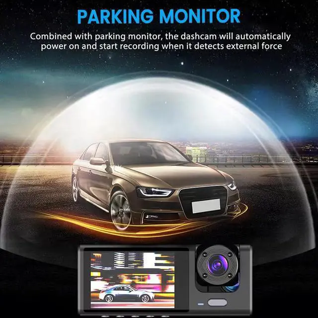 Alt view image 4 of 7 - 3 Channel Dash Cam WIFI 3 Cameras, Front Rear and Inside, Rearview Mirror Video Recording Camcorder Wide Angle Car Camera Recorder Interconnection Auto Safety Driving Recorder