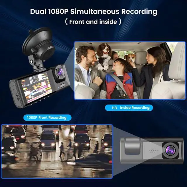 Alt view image 7 of 7 - 3 Channel Dash Cam WIFI 3 Cameras, Front Rear and Inside, Rearview Mirror Video Recording Camcorder Wide Angle Car Camera Recorder Interconnection Auto Safety Driving Recorder