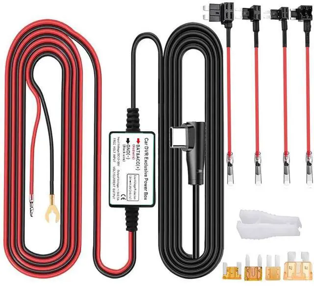 Main image of Dash Cam Hardwire Kit, Type C USB Hard Wire Kit 12V-24V to 5V Hardwire Kit with Low Voltage Protection 13ft/320cm Car Dash Camera Charger Power Cord for Dashcam Supply Radar Detectors
