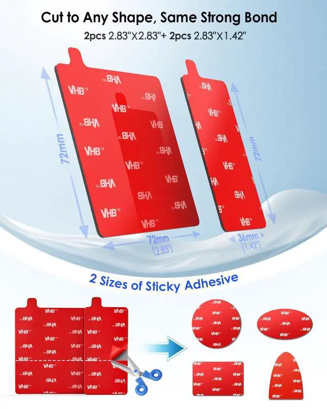 Alt view image 3 of 7 - 4Pcs Adhesive Sticky Pads for Dash Cam, Square High Heat Resistant Double-Sided Sticker Replacement Fit for Windshield Dashcam Mount, 2.83" Car Windscreen Window Glass Mounting Tape Heavy Duty