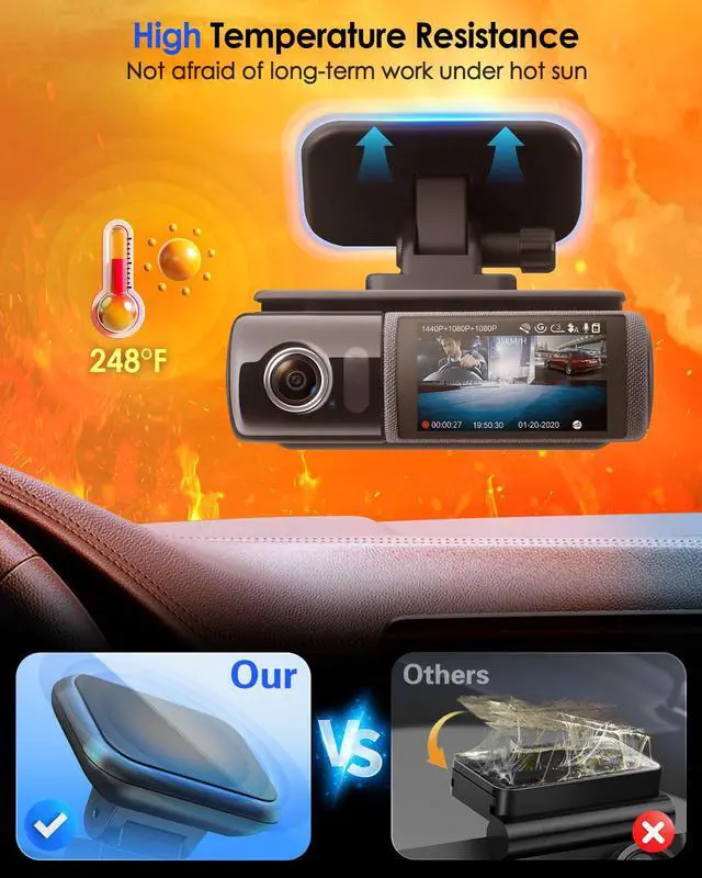 Alt view image 4 of 7 - 4Pcs Adhesive Sticky Pads for Dash Cam, Square High Heat Resistant Double-Sided Sticker Replacement Fit for Windshield Dashcam Mount, 2.83" Car Windscreen Window Glass Mounting Tape Heavy Duty