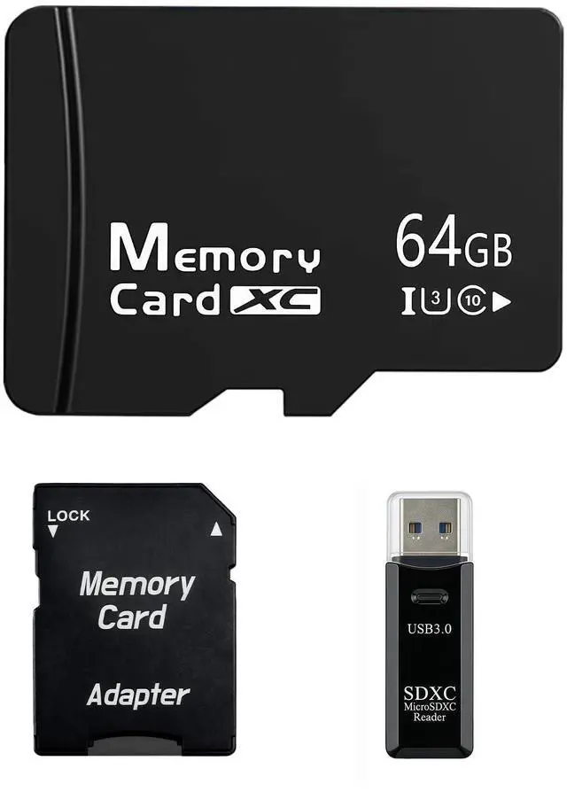 Main image of 64GB Micro SD Card for Dashcam & Security Camera U3 V30 A1 | Reliable Class 10. Ideal for 1080p Video & Phones. Includes USB-A 3.0 Reader & SD Adapter.