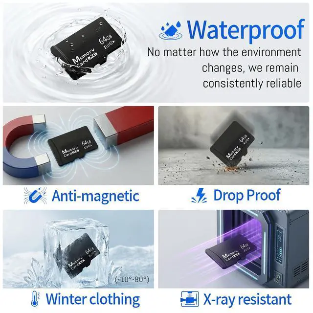 Alt view image 3 of 7 - 64GB Micro SD Card for Dashcam & Security Camera U3 V30 A1 | Reliable Class 10. Ideal for 1080p Video & Phones. Includes USB-A 3.0 Reader & SD Adapter.