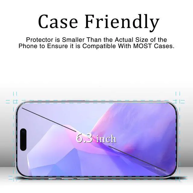 Alt view image 5 of 7 - 2 Pack Screen Protector for iPhone 17 Tempered Glass Film 6.3-Inch | 9H Hardness, Anti-Scratch, Bubble Free, Case Friendly