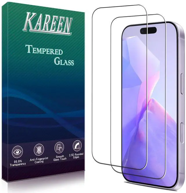 Main image of 2 Pack Screen Protector for iPhone 17 Tempered Glass Film 6.3-Inch | 9H Hardness, Anti-Scratch, Bubble Free, Case Friendly